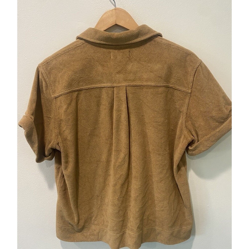 Alex Mill Womens Top Benny Shirt Golden Flax Terry Cloth Button Up Sz L Retro - Picture 8 of 9
